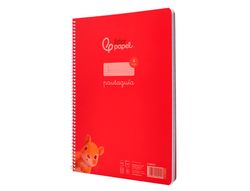 Cuaderno espiral liderpapel A4 pautaguia tapa plastico 80h 90gr cuadro pautado 4mm con margen color rojo