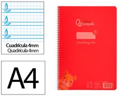 Cuaderno espiral liderpapel A4 pautaguia tapa plastico 80h 90gr cuadro pautado 4mm con margen color rojo
