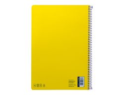 Cuaderno espiral liderpapel A4 smart tapa blanda 80h 75gr cuadro 4mm con margen color amarillo