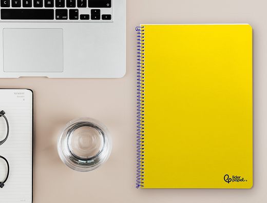 Cuaderno espiral liderpapel A4 smart tapa blanda 80h 75gr cuadro 4mm con margen color amarillo