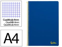 Cuaderno espiral liderpapel A4 smart tapa blanda 80h 75gr cuadro 4mm con margen color azul oscuro