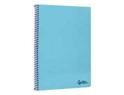 Cuaderno espiral liderpapel A4 smart tapa blanda 80h 75gr cuadro 4mm con margen color celeste