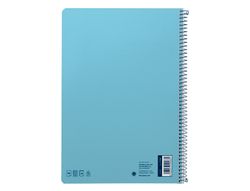 Cuaderno espiral liderpapel A4 smart tapa blanda 80h 75gr cuadro 4mm con margen color celeste
