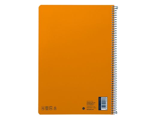 Cuaderno espiral liderpapel A4 smart tapa blanda 80h 75gr cuadro 4mm con margen color naranja