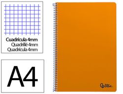 Cuaderno espiral liderpapel A4 smart tapa blanda 80h 75gr cuadro 4mm con margen color naranja