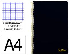Cuaderno espiral liderpapel A4 smart tapa blanda 80h 75gr cuadro 4mm con margen color negro