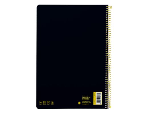 Cuaderno espiral liderpapel A4 smart tapa blanda 80h 75gr cuadro 4mm con margen color negro
