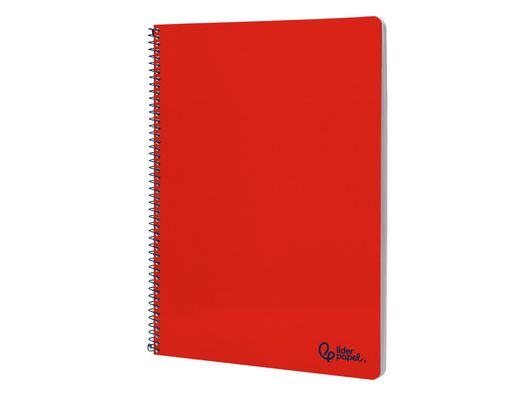 Cuaderno espiral liderpapel A4 smart tapa blanda 80h 75gr cuadro 4mm con margen color rojo