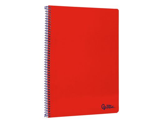 Cuaderno espiral liderpapel A4 smart tapa blanda 80h 75gr cuadro 4mm con margen color rojo