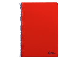 Cuaderno espiral liderpapel A4 smart tapa blanda 80h 75gr cuadro 4mm con margen color rojo