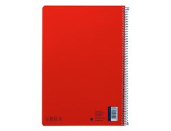 Cuaderno espiral liderpapel A4 smart tapa blanda 80h 75gr cuadro 4mm con margen color rojo