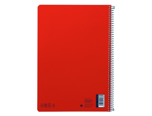 Cuaderno espiral liderpapel A4 smart tapa blanda 80h 75gr cuadro 4mm con margen color rojo
