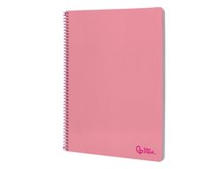 Cuaderno espiral liderpapel A4 smart tapa blanda 80h 75gr cuadro 4mm con margen color rosa