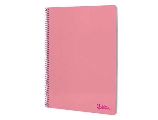 Cuaderno espiral liderpapel A4 smart tapa blanda 80h 75gr cuadro 4mm con margen color rosa