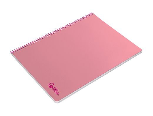 Cuaderno espiral liderpapel A4 smart tapa blanda 80h 75gr cuadro 4mm con margen color rosa