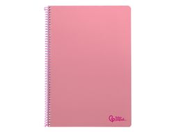 Cuaderno espiral liderpapel A4 smart tapa blanda 80h 75gr cuadro 4mm con margen color rosa