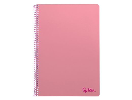 Cuaderno espiral liderpapel A4 smart tapa blanda 80h 75gr cuadro 4mm con margen color rosa
