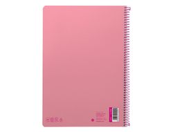 Cuaderno espiral liderpapel A4 smart tapa blanda 80h 75gr cuadro 4mm con margen color rosa