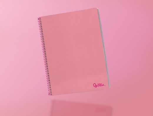Cuaderno espiral liderpapel A4 smart tapa blanda 80h 75gr cuadro 4mm con margen color rosa