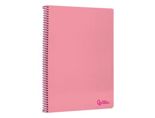 Cuaderno espiral liderpapel A4 smart tapa blanda 80h 75gr cuadro 4mm con margen color rosa