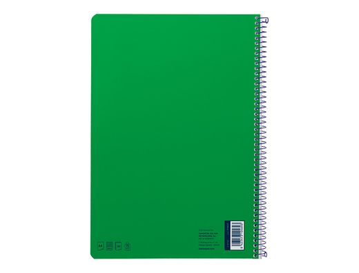 Cuaderno espiral liderpapel A4 smart tapa blanda 80h 75gr cuadro 4mm con margen color verde
