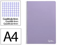 Cuaderno espiral liderpapel A4 smart tapa blanda 80h 75gr cuadro 4mm con margen color violeta