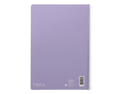 Cuaderno espiral liderpapel A4 smart tapa blanda 80h 75gr cuadro 4mm con margen color violeta