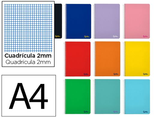 Cuaderno espiral liderpapel A4 smart tapa blanda 80h 75gr milimetrado 2mm colores surtidos