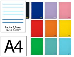 Cuaderno espiral liderpapel A4 smart tapa blanda 80h 75gr pauta 3,5mm con margen colores surtidos