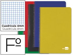 Cuaderno Espiral Liderpapel Folio Tapa Dura 80H 60 Gr Cuadro 4Mm con Margen Colores Surtidos