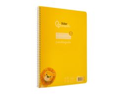 Cuaderno espiral liderpapel A4 pautaguia tapa plastico 80h 90gr cuadro pautado 3mm con margen color amarillo