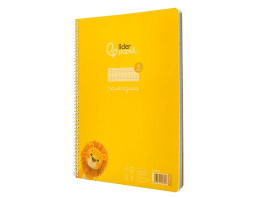 Cuaderno espiral liderpapel A4 pautaguia tapa plastico 80h 90gr cuadro pautado 3mm con margen color amarillo