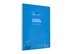 Cuaderno espiral liderpapel A4 pautaguia tapa plastico 80h 90gr cuadro pautado 3mm con margen color azul