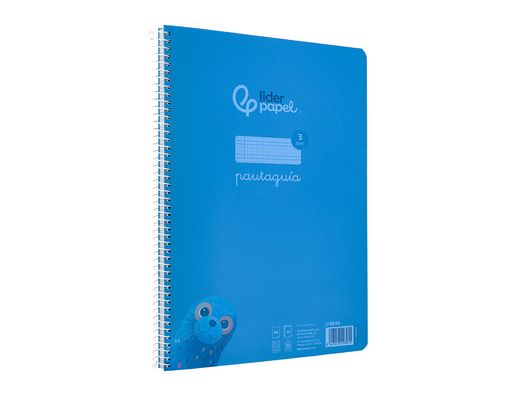 Cuaderno espiral liderpapel A4 pautaguia tapa plastico 80h 90gr cuadro pautado 3mm con margen color azul