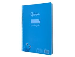 Cuaderno espiral liderpapel A4 pautaguia tapa plastico 80h 90gr cuadro pautado 3mm con margen color azul