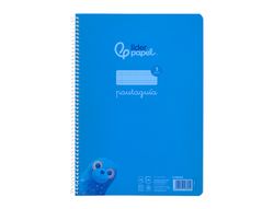 Cuaderno espiral liderpapel A4 pautaguia tapa plastico 80h 90gr cuadro pautado 3mm con margen color azul