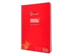 Cuaderno espiral liderpapel A4 pautaguia tapa plastico 80h 90gr cuadro pautado 3mm con margen color rojo
