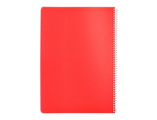 Cuaderno espiral liderpapel A4 pautaguia tapa plastico 80h 90gr cuadro pautado 3mm con margen color rojo