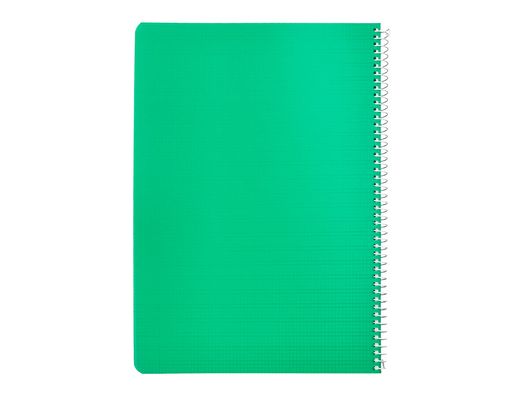 Cuaderno espiral liderpapel A4 pautaguia tapa plastico 80h 90gr cuadro pautado 3mm con margen color verde