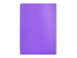 Cuaderno espiral liderpapel A4 pautaguia tapa plastico 80h 90gr cuadro pautado 3 mm con margen color lila