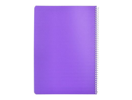 Cuaderno espiral liderpapel A4 pautaguia tapa plastico 80h 90gr cuadro pautado 3 mm con margen color lila