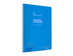 Cuaderno espiral liderpapel A4 pautaguia tapa plastico 80h 90gr cuadro pautado 4mm con margen color azul
