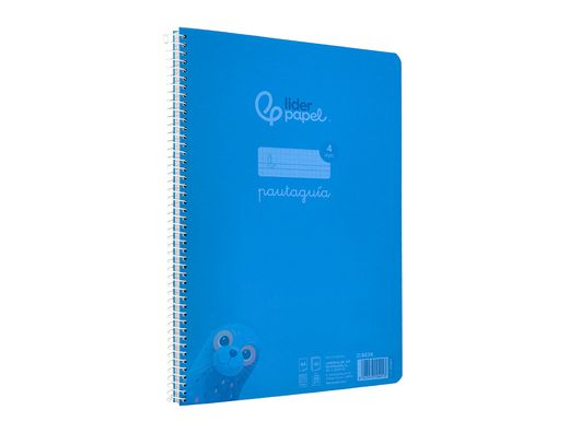Cuaderno espiral liderpapel A4 pautaguia tapa plastico 80h 90gr cuadro pautado 4mm con margen color azul