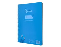 Cuaderno espiral liderpapel A4 pautaguia tapa plastico 80h 90gr cuadro pautado 4mm con margen color azul