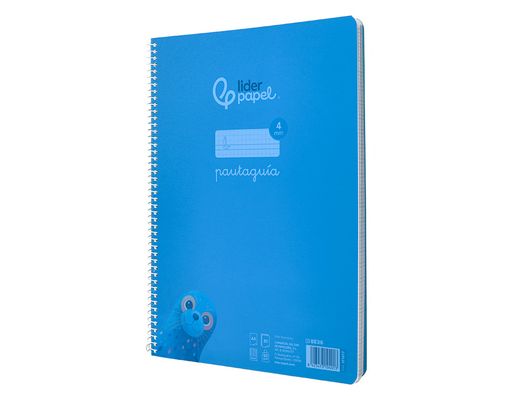 Cuaderno espiral liderpapel A4 pautaguia tapa plastico 80h 90gr cuadro pautado 4mm con margen color azul