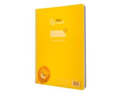 Cuaderno espiral liderpapel A4 pautaguia tapa plastico 80h 90gr cuadro pautado 4mm con margen color amarillo