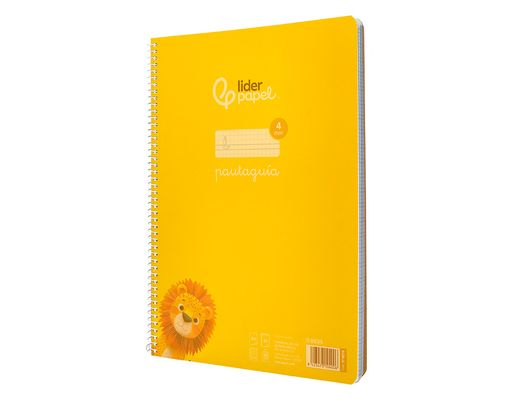 Cuaderno espiral liderpapel A4 pautaguia tapa plastico 80h 90gr cuadro pautado 4mm con margen color amarillo