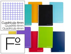 Cuaderno espiral liderpapel folio witty tapa dura 140h 75gr cuadro 4mm con margen colores surtidos