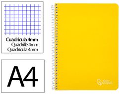 Cuaderno espiral liderpapel A4 witty tapa dura 80h 90gr cuadro 4mm con margen color amarillo