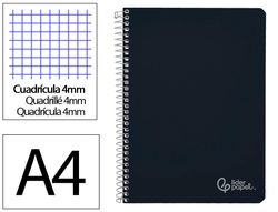 Cuaderno espiral liderpapel A4 witty tapa dura 80h 90gr cuadro 4mm con margen color negro
